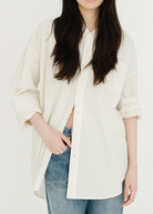 Denimist Sutton Striped Button Front Shirt in Olive Green | Shop Tula
