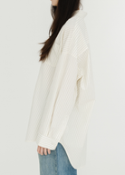 Denimist Sutton Striped Button Front Shirt in Olive Green | Shop Tula