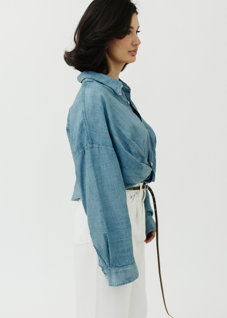 Denimist Twisted Front Shirt in Denim | Tula's Online Boutique