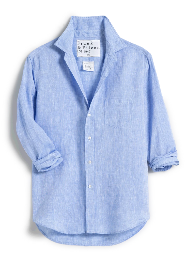 "Eileen" Button Up in Light Blue Linen | Tula's Online Boutique