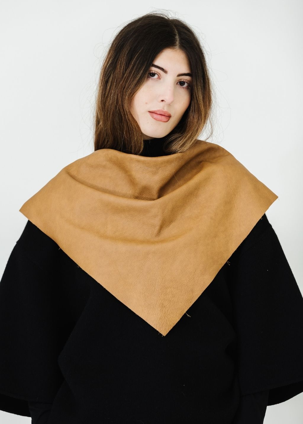 ELIZABETH Brown Leather Bandana Scarf | Shop Tula