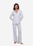 Eberjey The Long PJ Set in Ice Blue/Ivory | Shop Tula