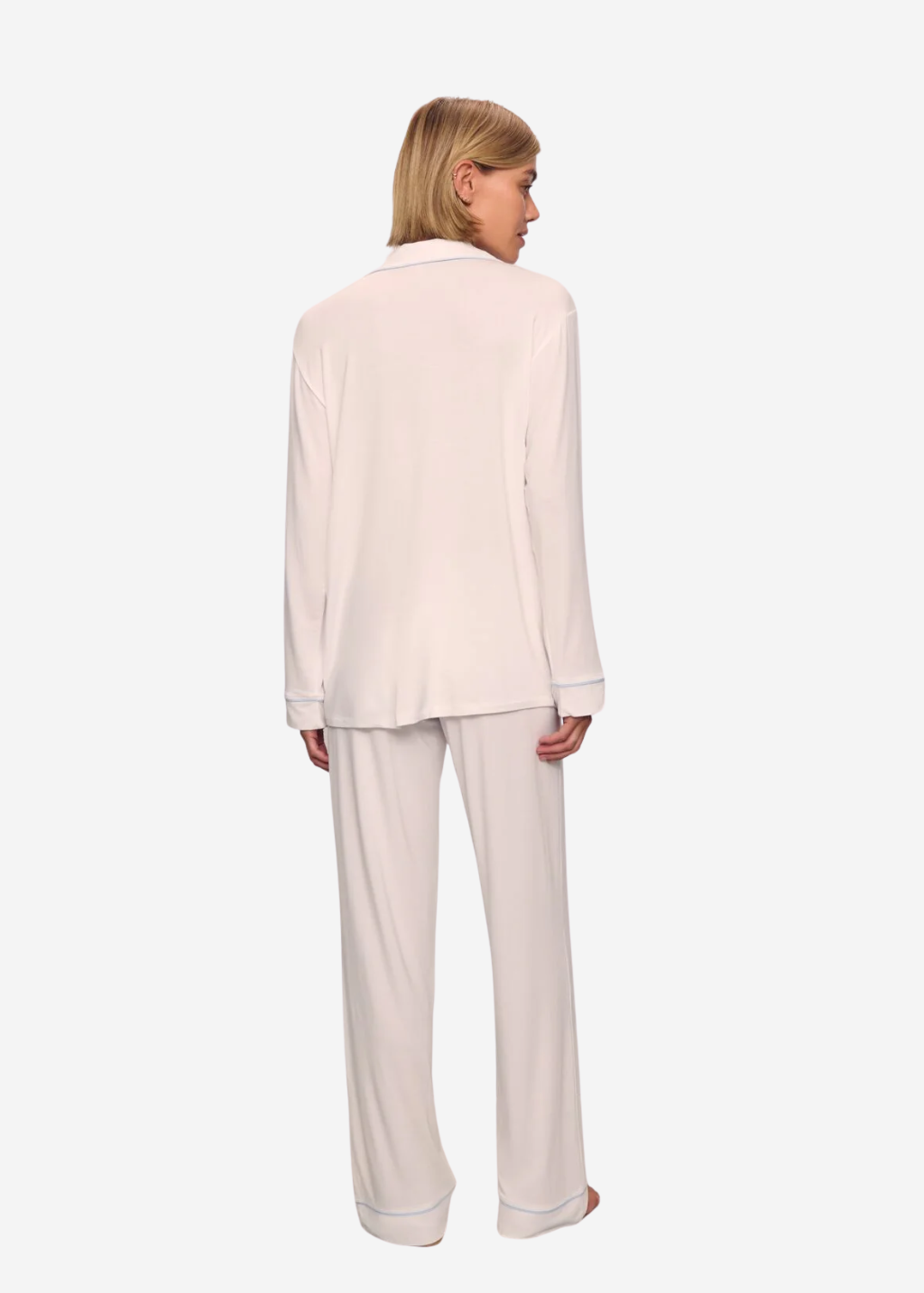 Eberjey The Long PJ Set in White/Ice Blue | Shop Tula