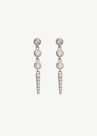 Felicidad Bezel Set Dangle Stud Earrings in White Gold | Shop Tula