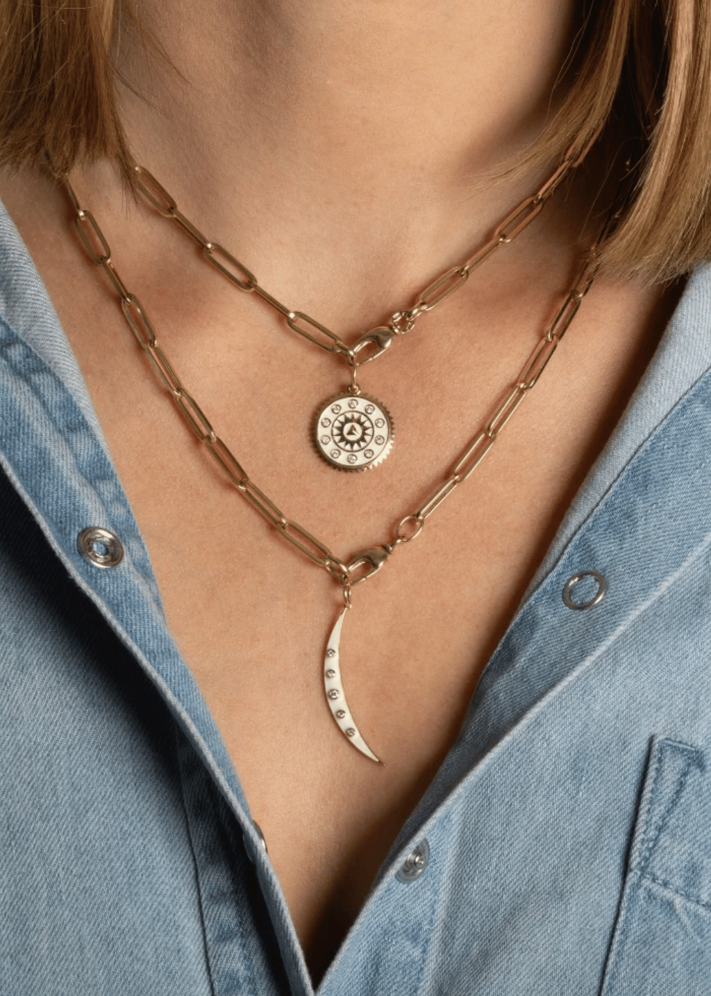 Felicidad Crescent Moon White Diamond Pendant | Shop Tula