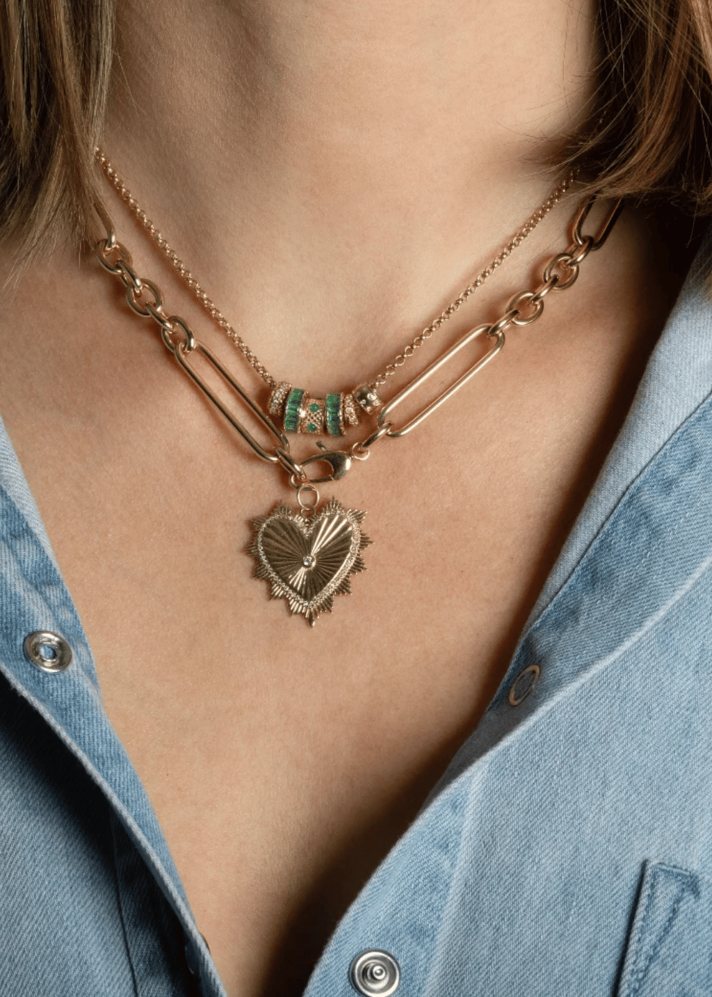 Felicidad Heart Rays Diamond Beveled Edge Pendant | Shop Tula