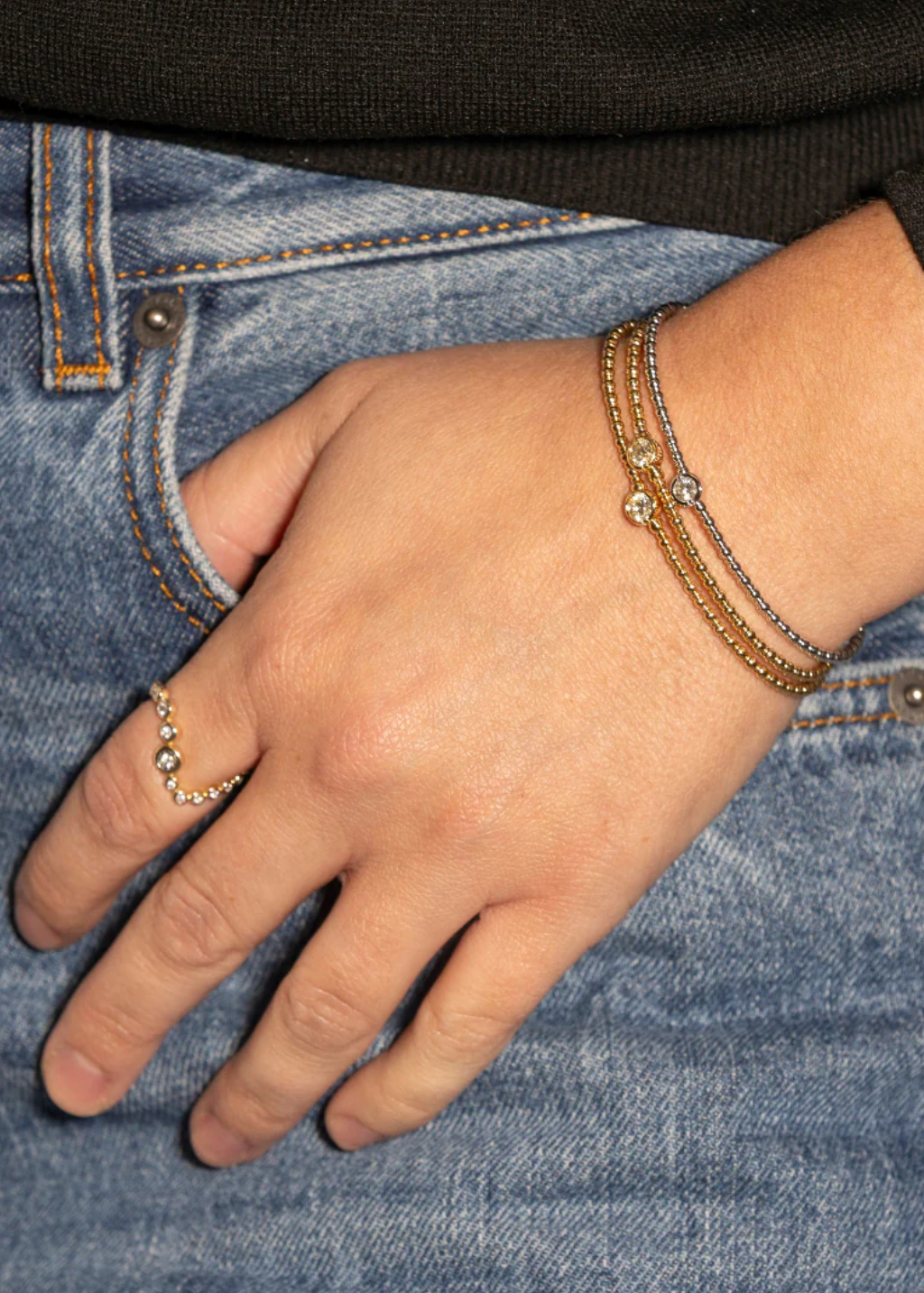 Felicidad Single-Station Diamond Flexi Bangle Bracelet in White Gold | Shop Tula