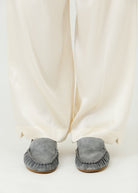 Flattered Bon Bon Suede Loafer in Stone/Pearl Grey | Shop Tula