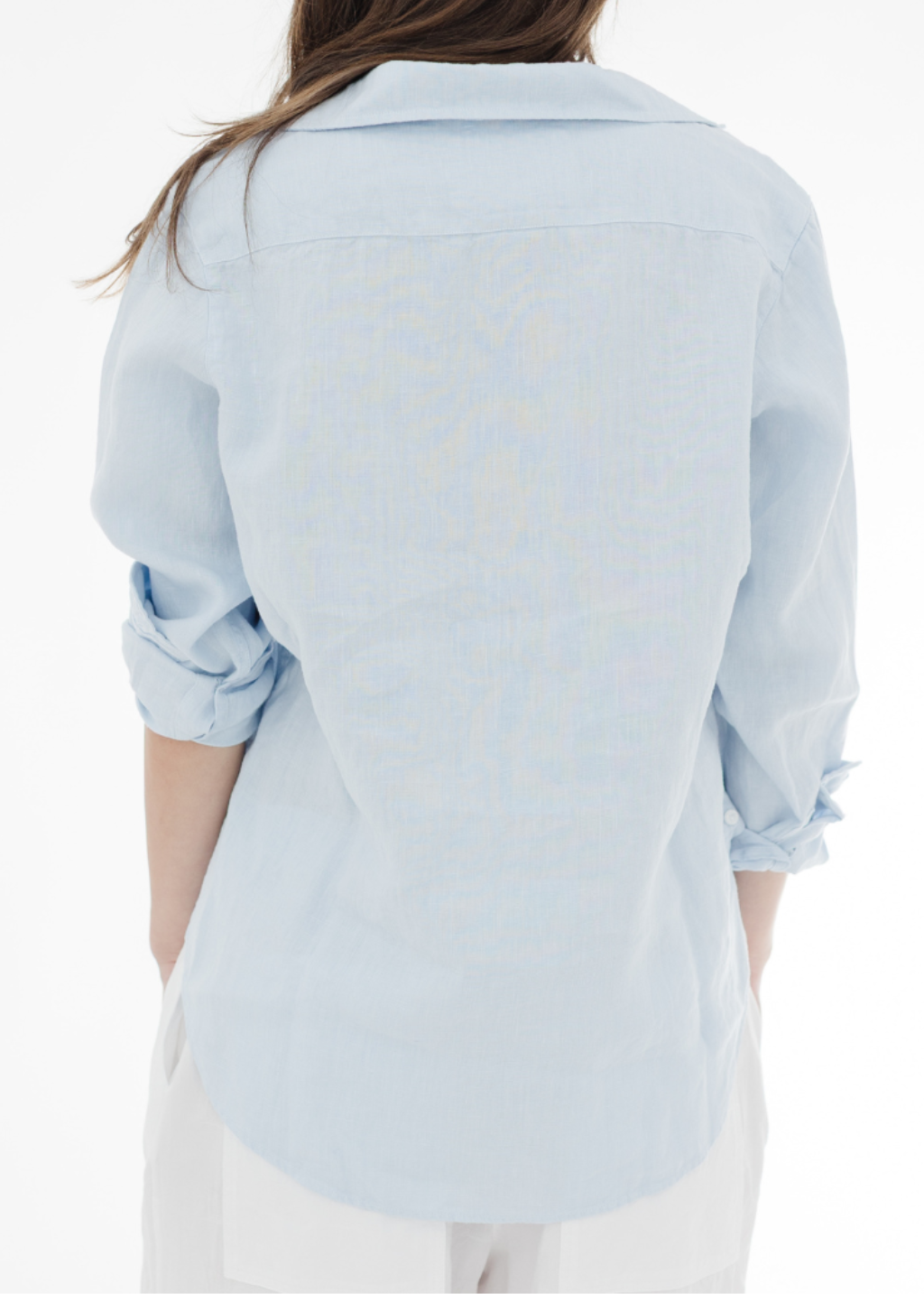 Frank & Eileen 'Eileen' Button-Up in Blue French Linen | Shop Tula