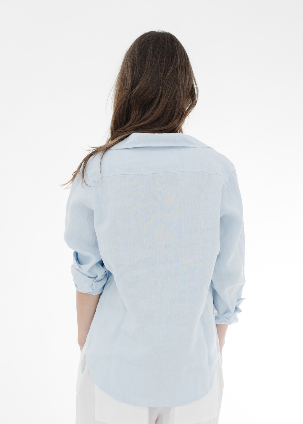 Frank & Eileen 'Eileen' Button-Up in Blue French Linen | Shop Tula