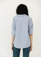 Frank & Eileen 'Eileen' Button-Up in MSRT Blue Stripe Back | Shop Tula