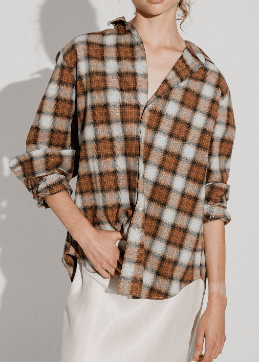 Frank & Eileen 'Eileen' Button-Up in Multi Brown Plaid | Shop Tula