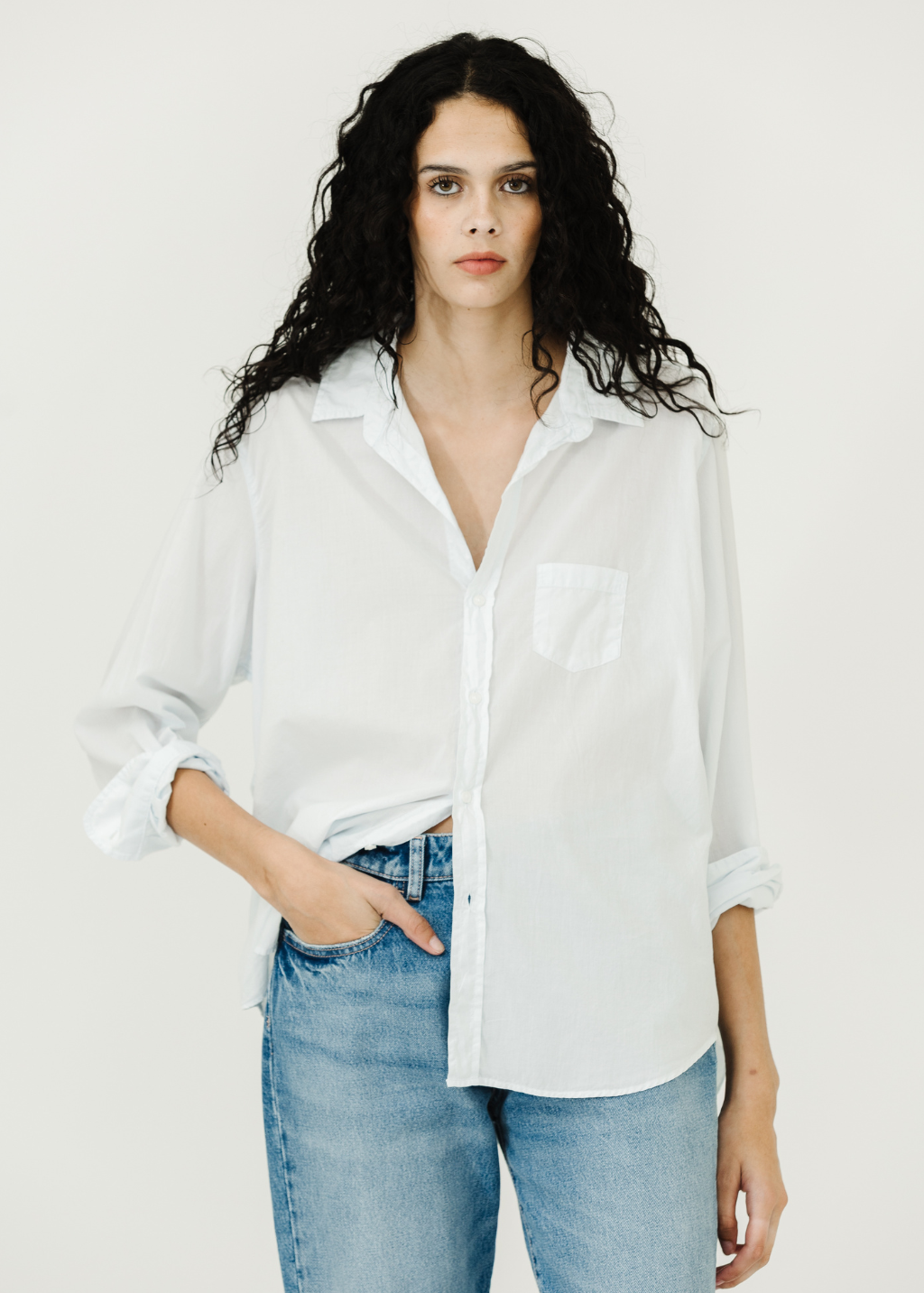 Frank & Eileen 'Eileen' Button-Up in Shirting Blue | Shop Tula