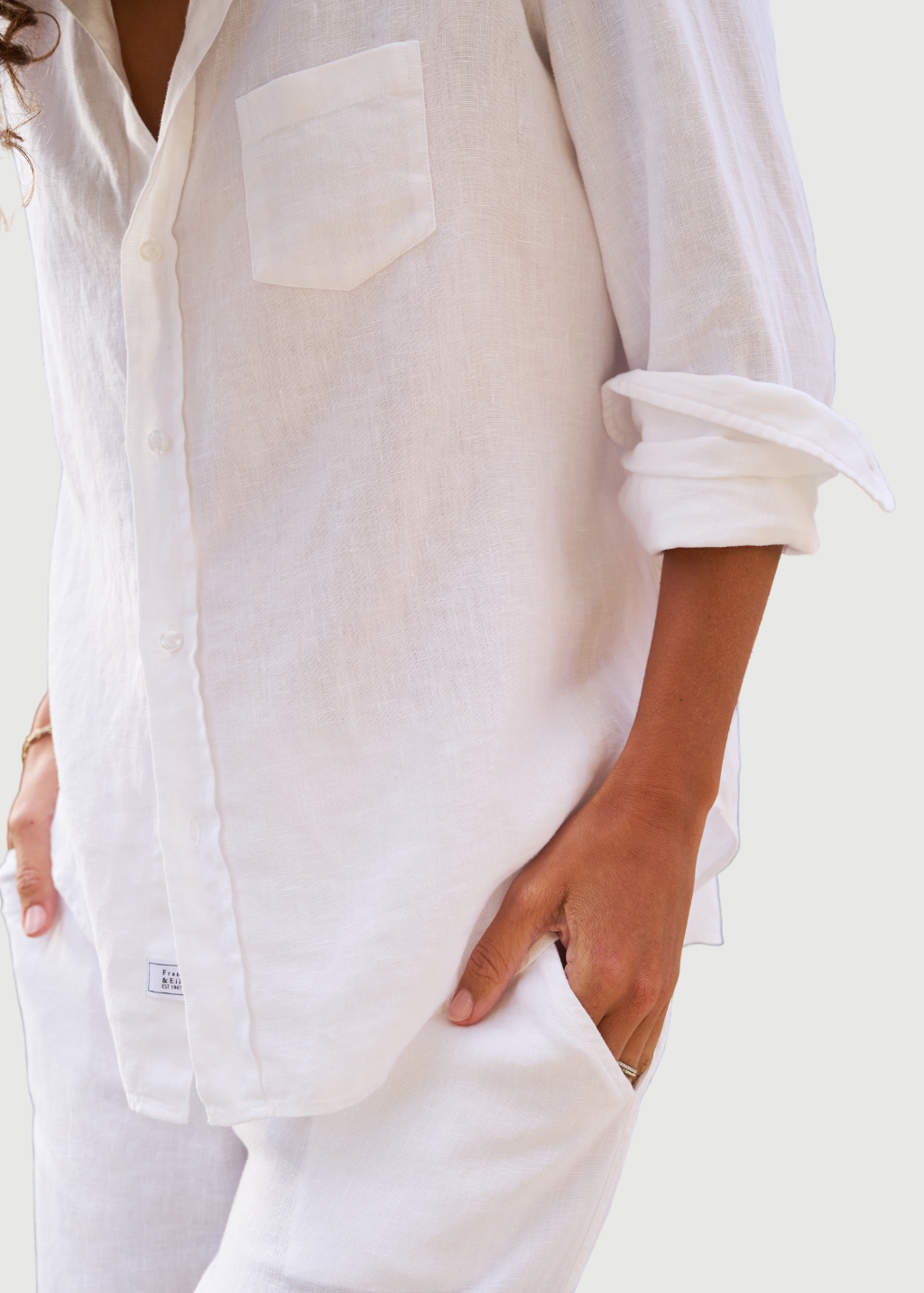 Frank & Eileen 'Eileen' Button-Up in Washed White Linen | Shop Tula