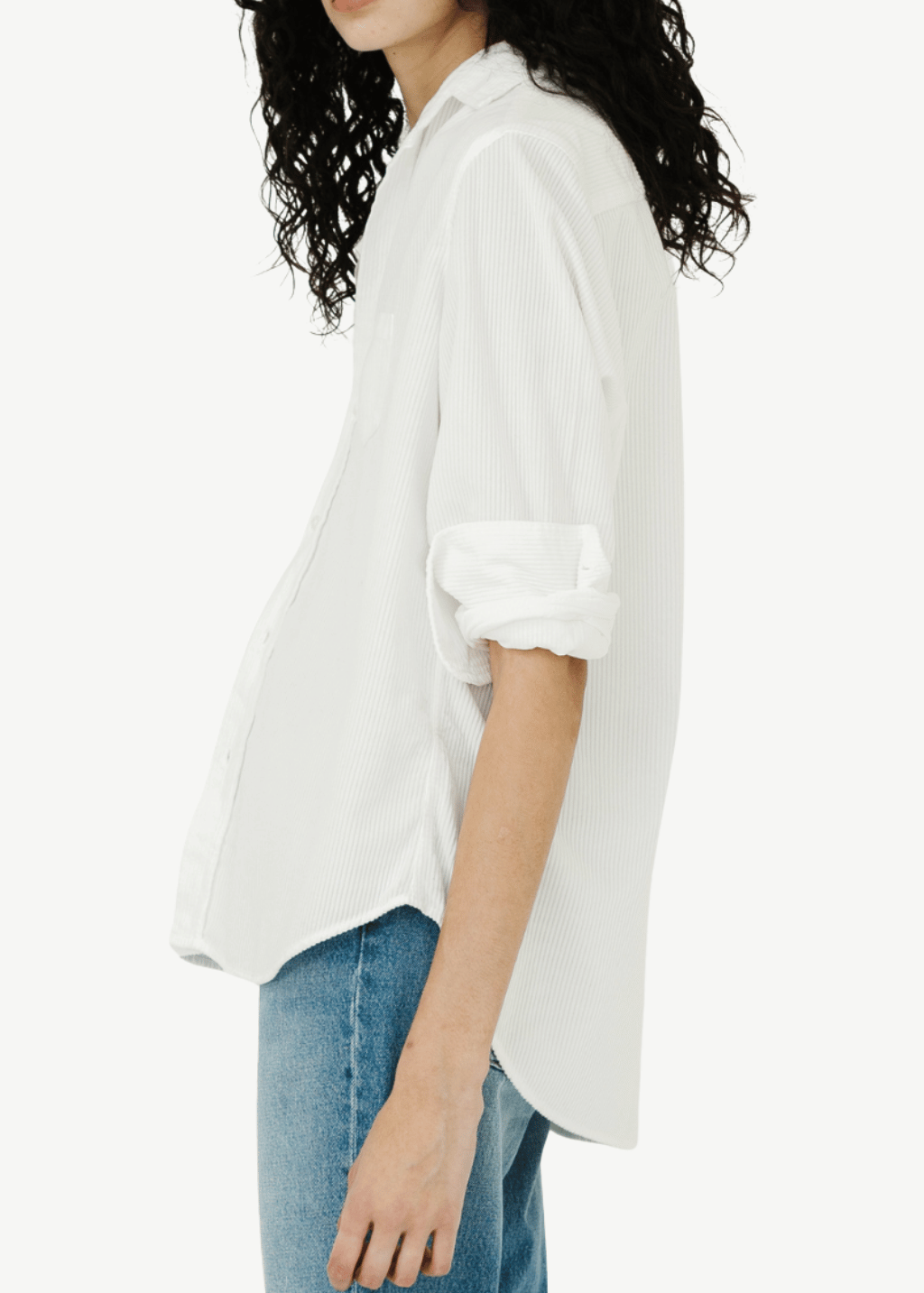 Frank & Eileen 'Eileen' Button-Up in White Corduroy | Shop Tula