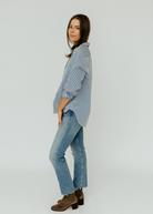Frank & Eileen "Eileen" Button Up in Navy Thin Stripe | Shop Tula
