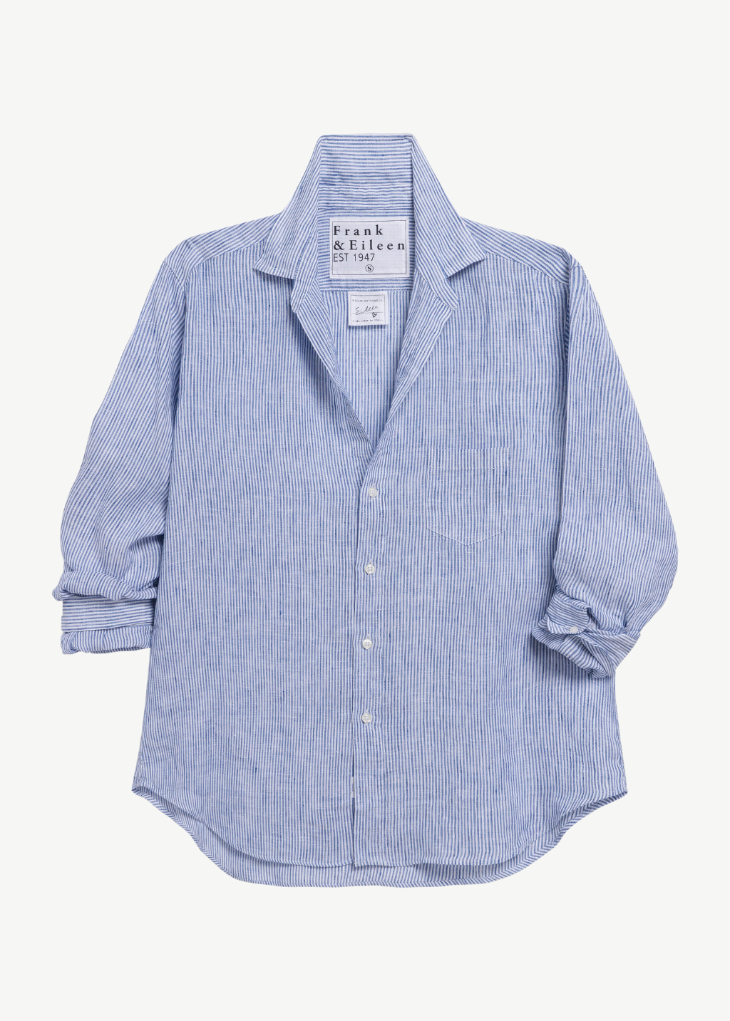 Frank & Eileen "Eileen" Button Up in Navy Thin Stripe | Shop Tula