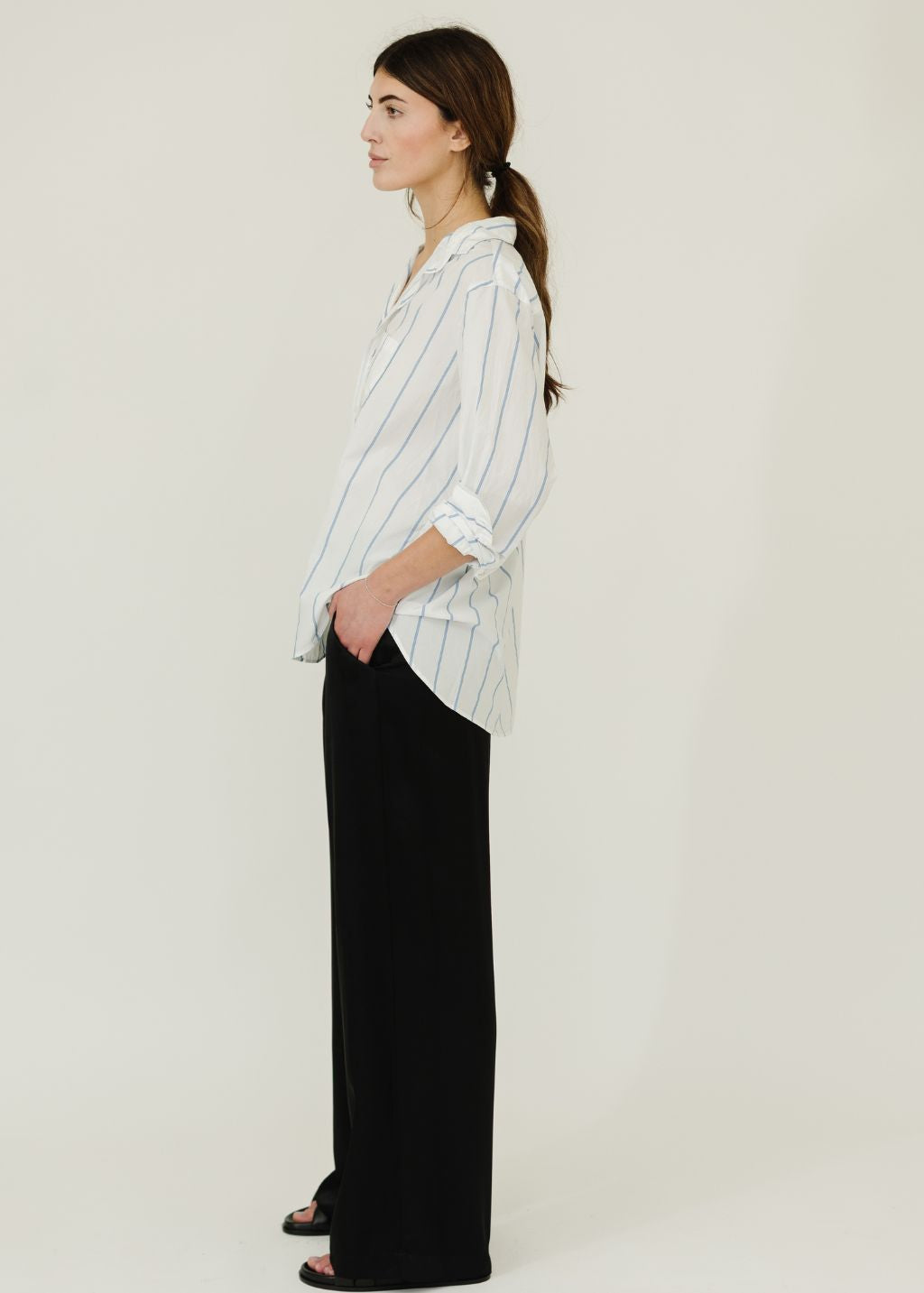 Frank & Eileen 'Eileen' Relaxed Button-Up in Blue Stripe | Shop Tula