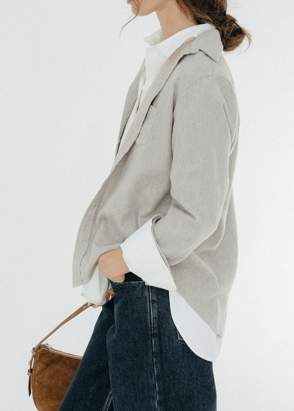 Frank & Eileen 'Eileen' Relaxed Button-Up in Grey Camel | Shop Tula