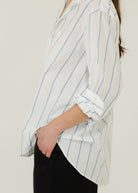 Frank & Eileen 'Eileen' Relaxed Button-Up in Wide White Blue Stripe | Shop Tula