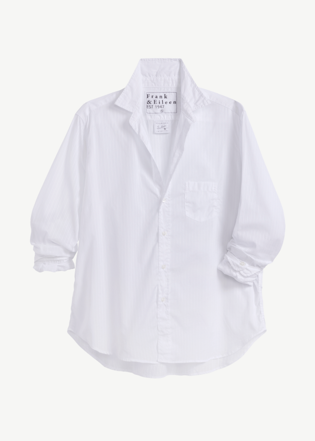 Frank & Eileen Relaxed Button Up Shirt in Sheer White Stripe | Shop Tula