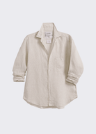 Frank & Eileen Relaxed Button Up Shirt in Tan and White Stripe | Shop Tula