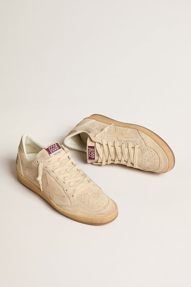 Golden Goose Ballstar Suede Sneaker in Pearl/Gray/Gold | Tula's Online Boutique