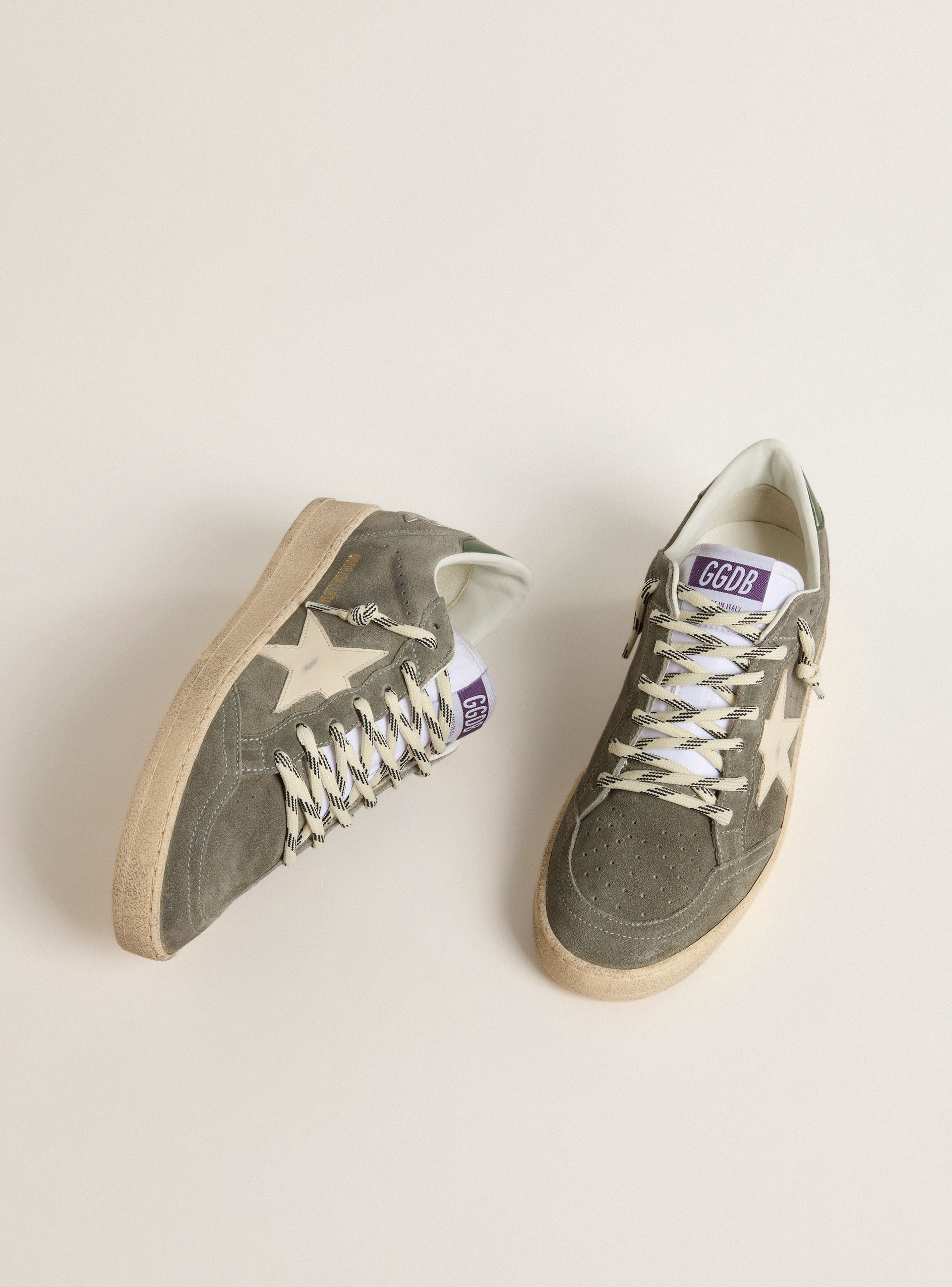 Golden Goose Ballstar Suede in Green/Cream/Black 36