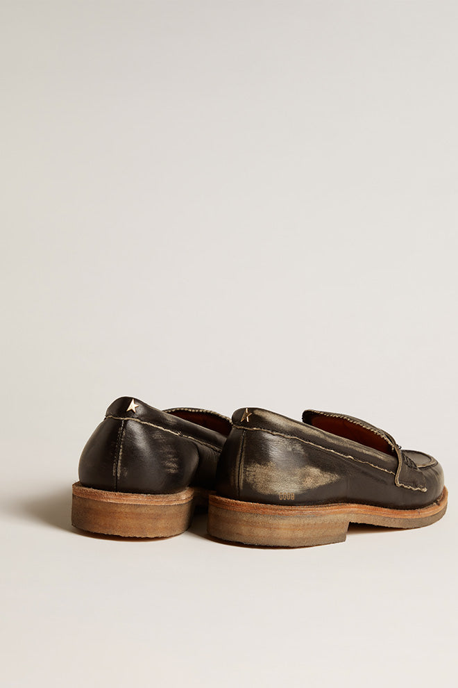 Golden Goose Jerry Mocassino Leather Upper Back View in Black | Tula's Online Boutique