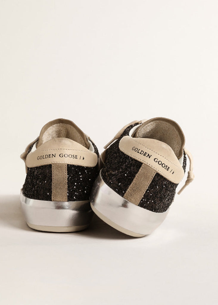 Golden Goose Super Star Glitter Sneaker in Black & Buttercream | Tula's Online Boutique 
