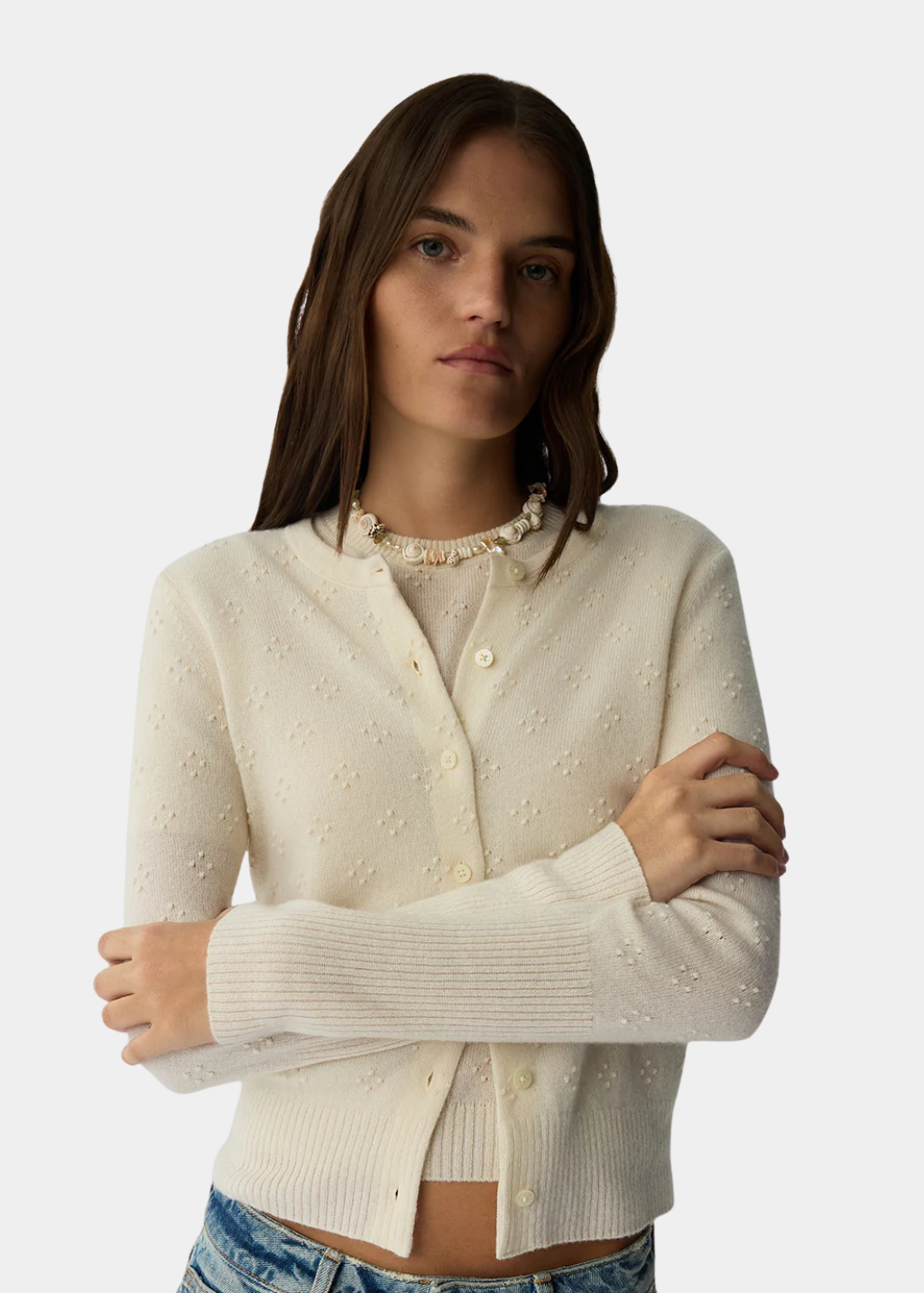Guest In Residence Compass Jane Cardigan in Cream | Shop Tula