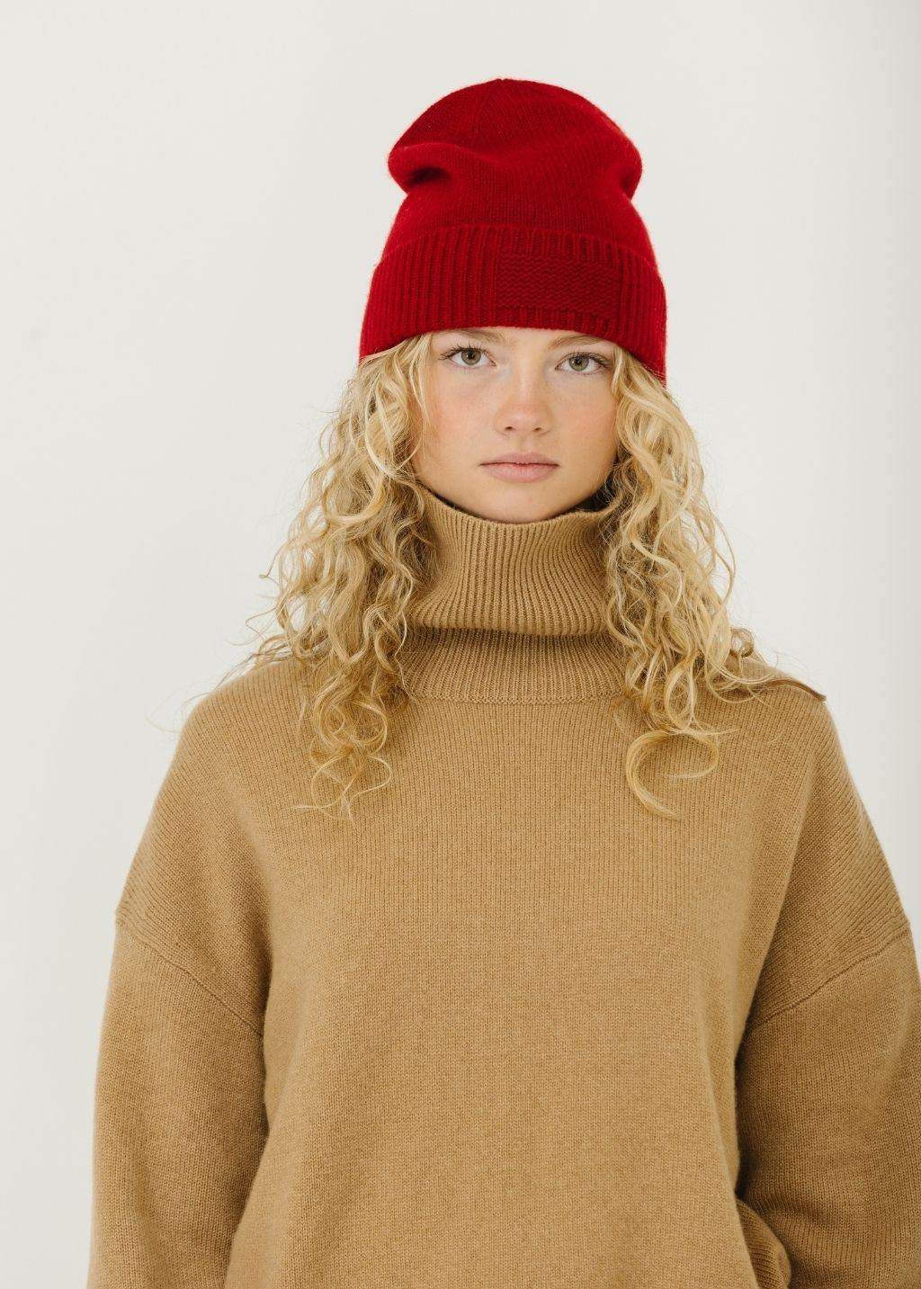Guest In Residence Rib Cuff Cashmere Beanie in Ruby Red | Shop Tula