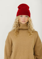 Guest In Residence Rib Cuff Cashmere Beanie in Ruby Red | Shop Tula