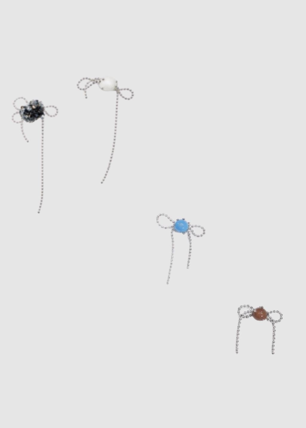 Hannayoo Works No. 1608 Mini Metal Bow Beads Earring Set in Blue | Shop Tula