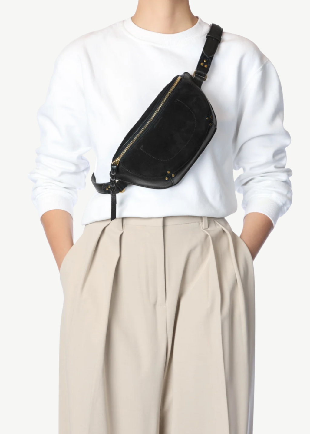 Jerome Dreyfuss Lino Banane Bag in Split Suede Noir | Shop Tula