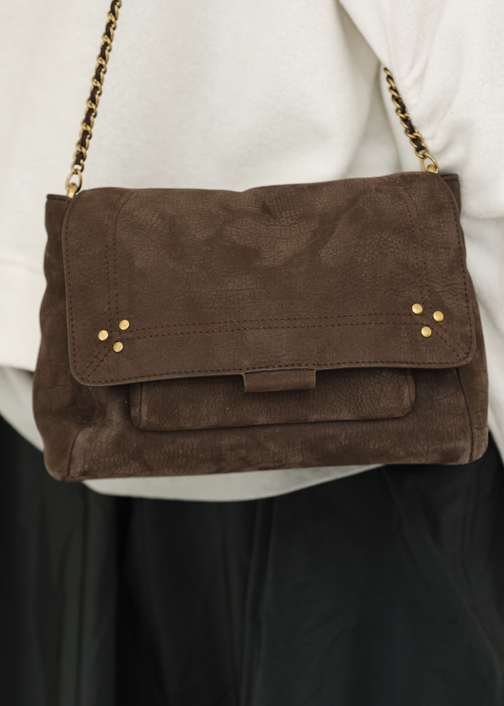 Jerome Dreyfuss Lulu M Bag in Croco Moka-3