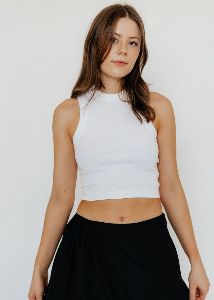 Tibi Ribbed T Cropped Tank in White | Tula's Online Boutique