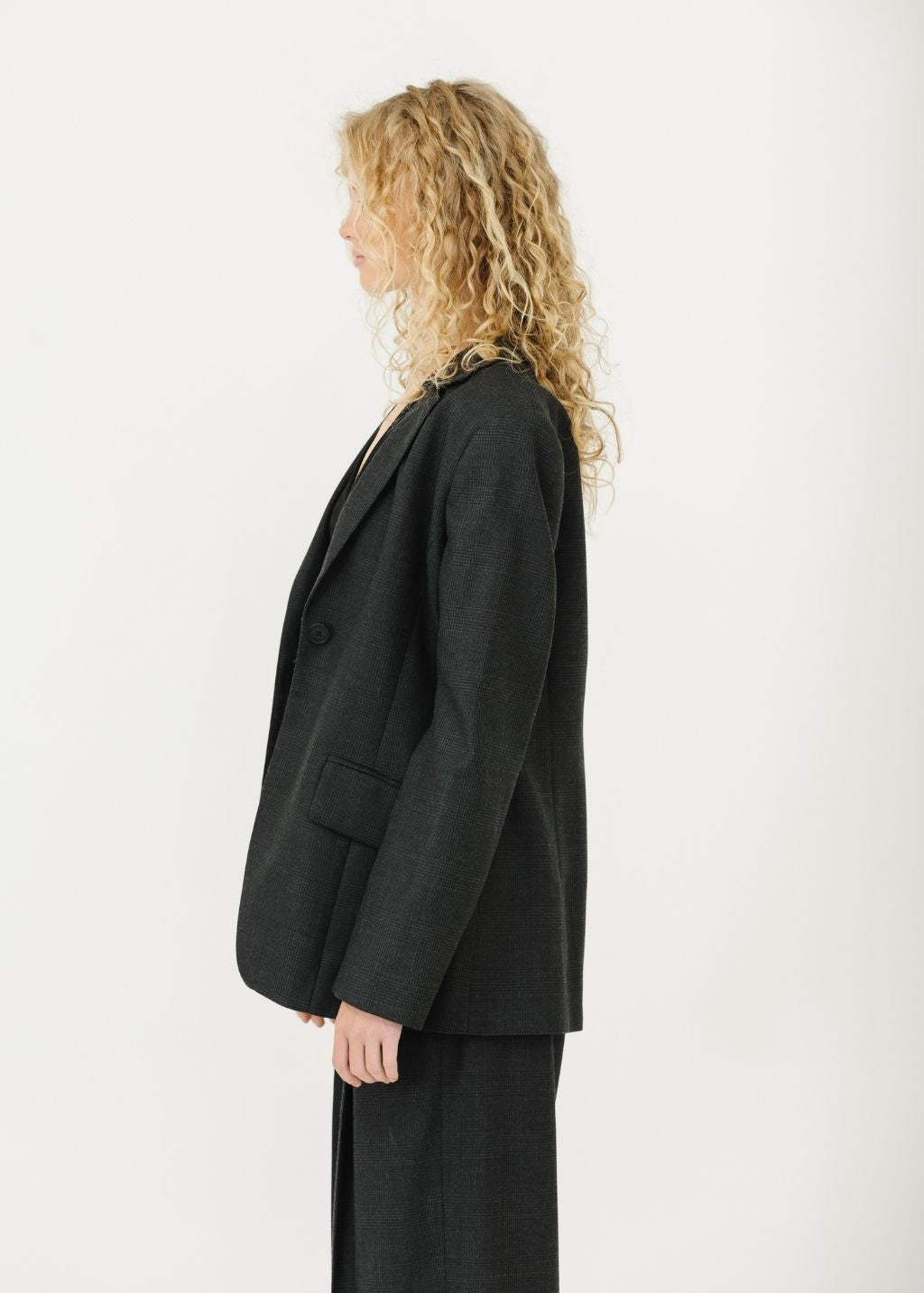 Kallmeyer Raquel Single Breasted Blazer in Grey Plaid | Shop Tula