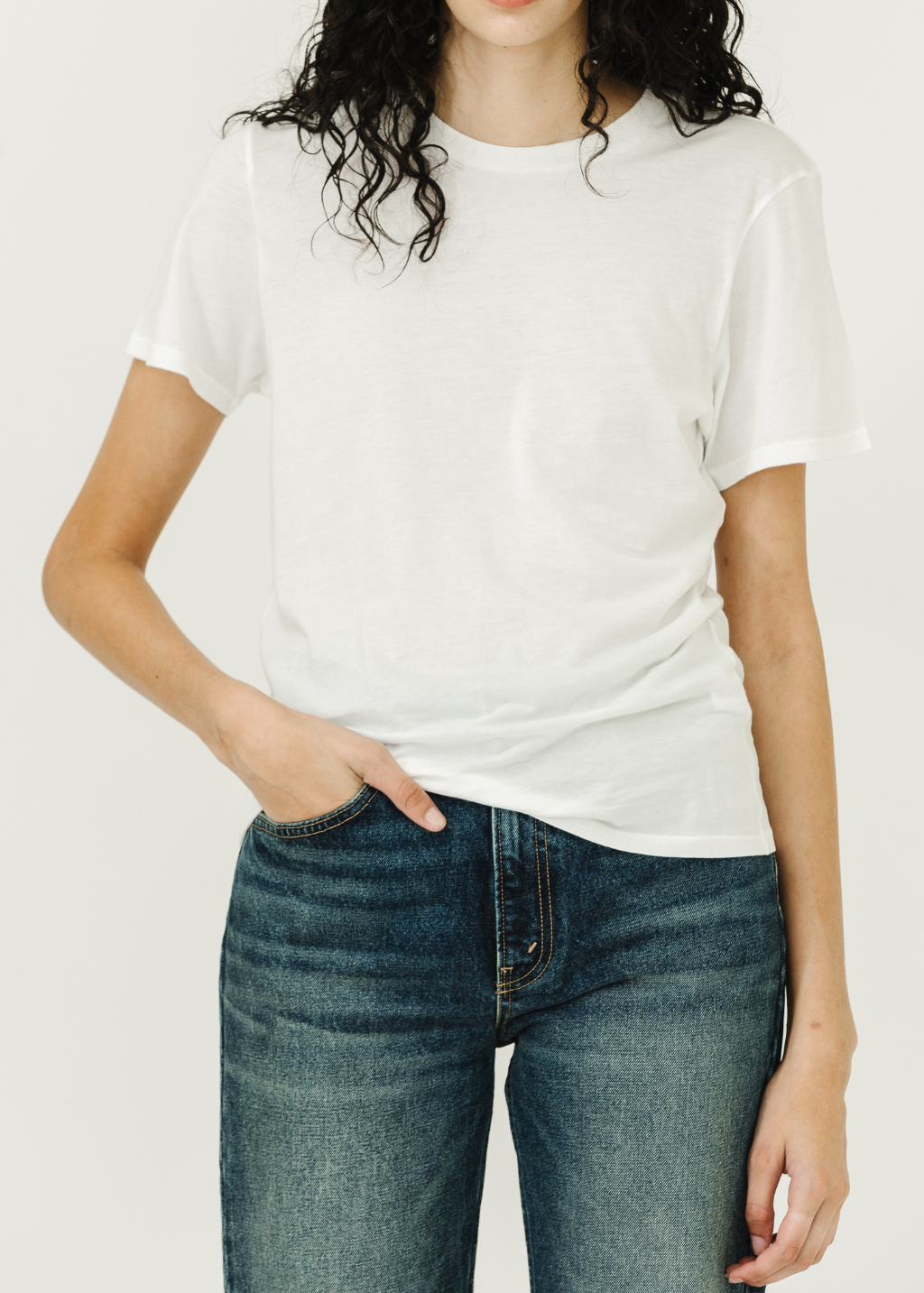 Nili Lotan Mariela Crewneck Tee in White | Shop Tula