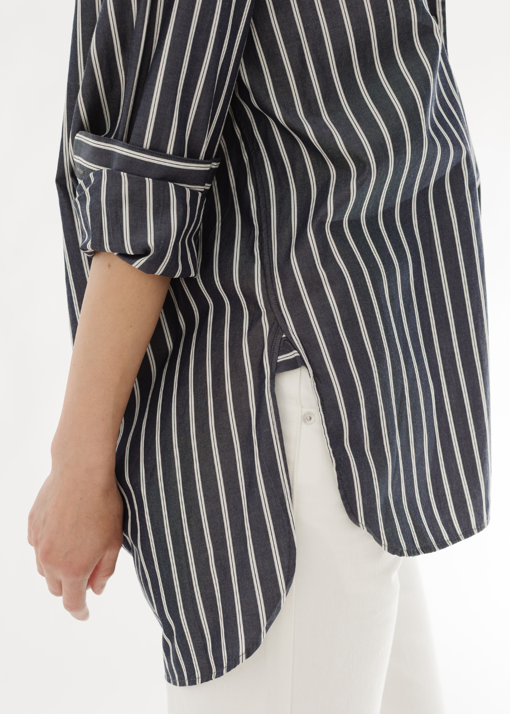 Nili Lotan Yorke Shirt in Charcoal Stripe | Shop Tula