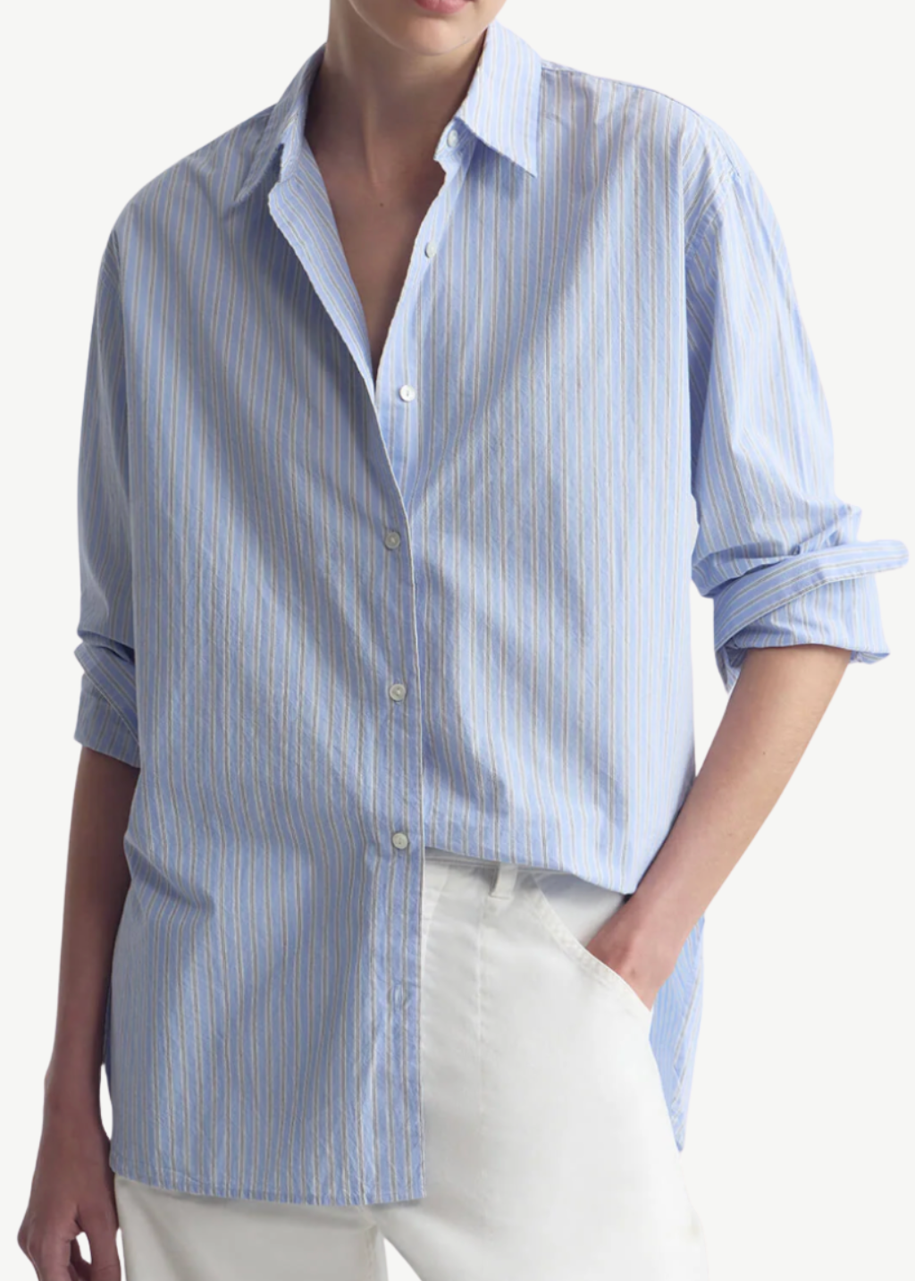 Nili Lotan Yorke Shirt in Ciel Stripes | Shop Tula