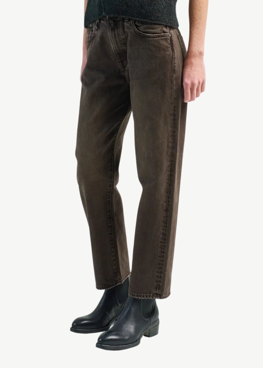R13 Boyfriend Jean in Worn Chocolate Brown | Shop Tula