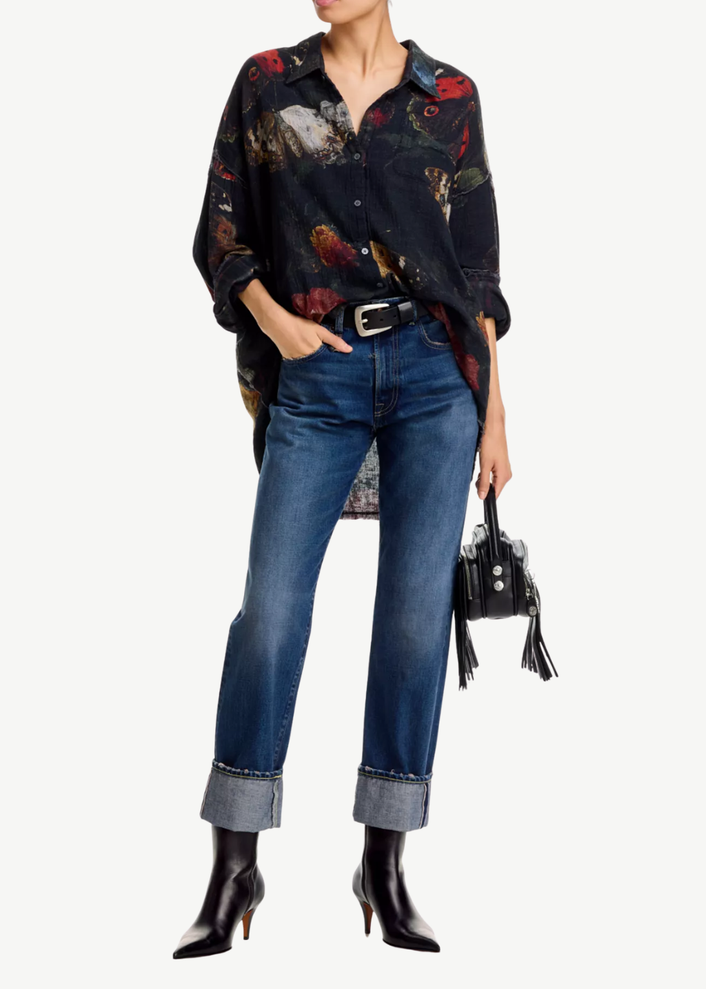 R13 Cuffed X-BF Jean in Dalston Selvedge Blue | Shop Tula