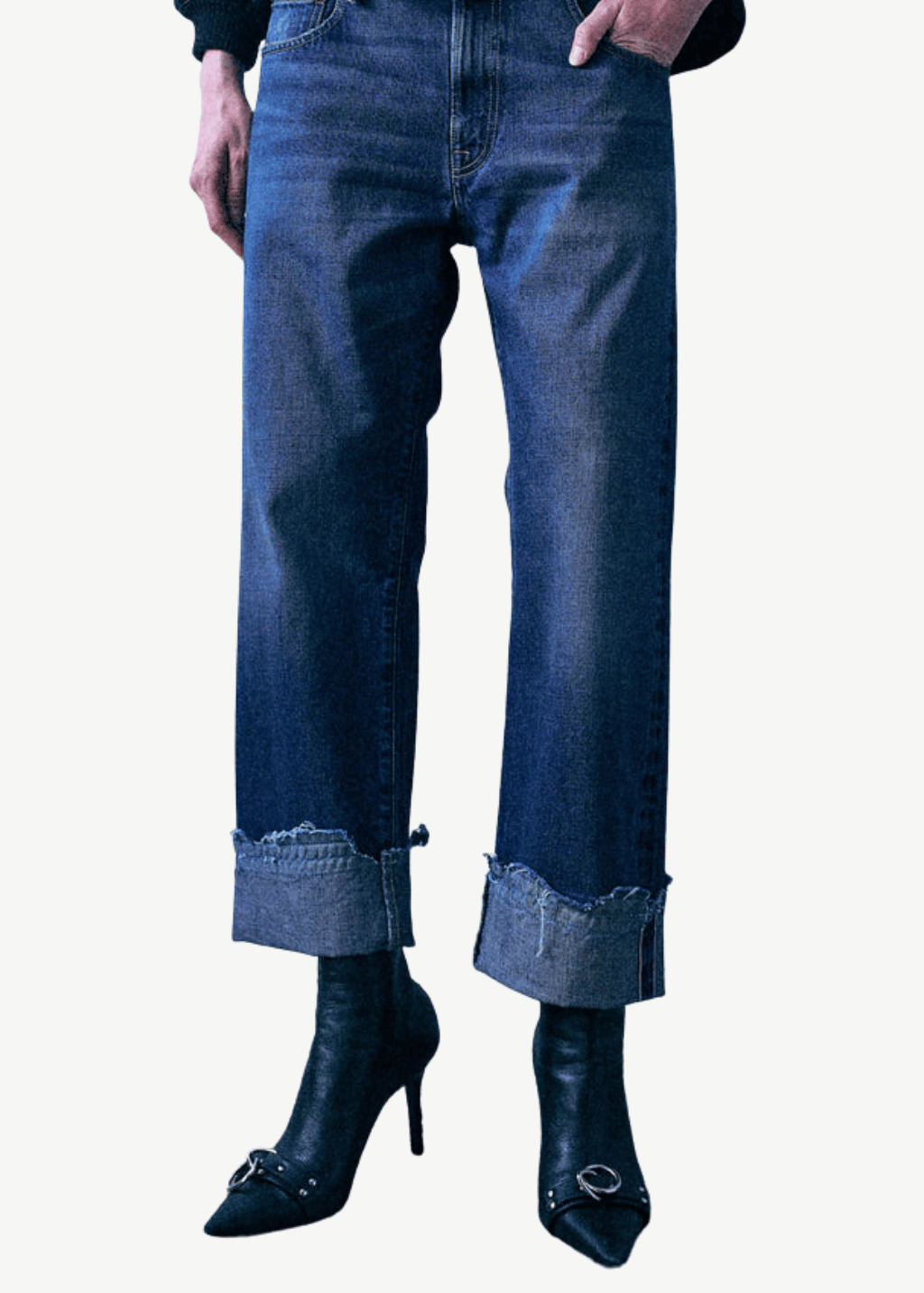 R13 Cuffed X-BF Jean in Dalston Selvedge Blue | Shop Tula
