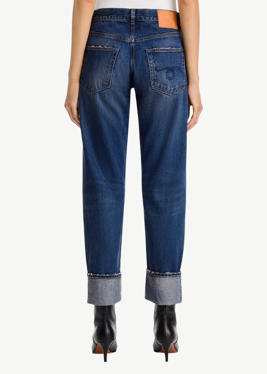 R13 Cuffed X-BF Jean in Dalston Selvedge Blue | Shop Tula