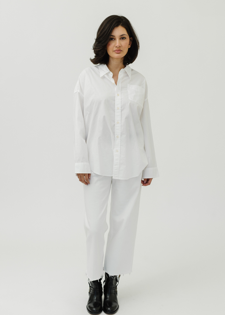 R13 Drop Neck Oxford Shirt in White | Tula's Online Boutique