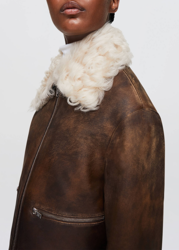 RE/DONE Distressed Aviator Shearling Jacket | Tula's Online Boutique 