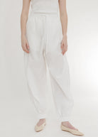 Rohe Crushed Cotton Trousers in White | Shop Tula