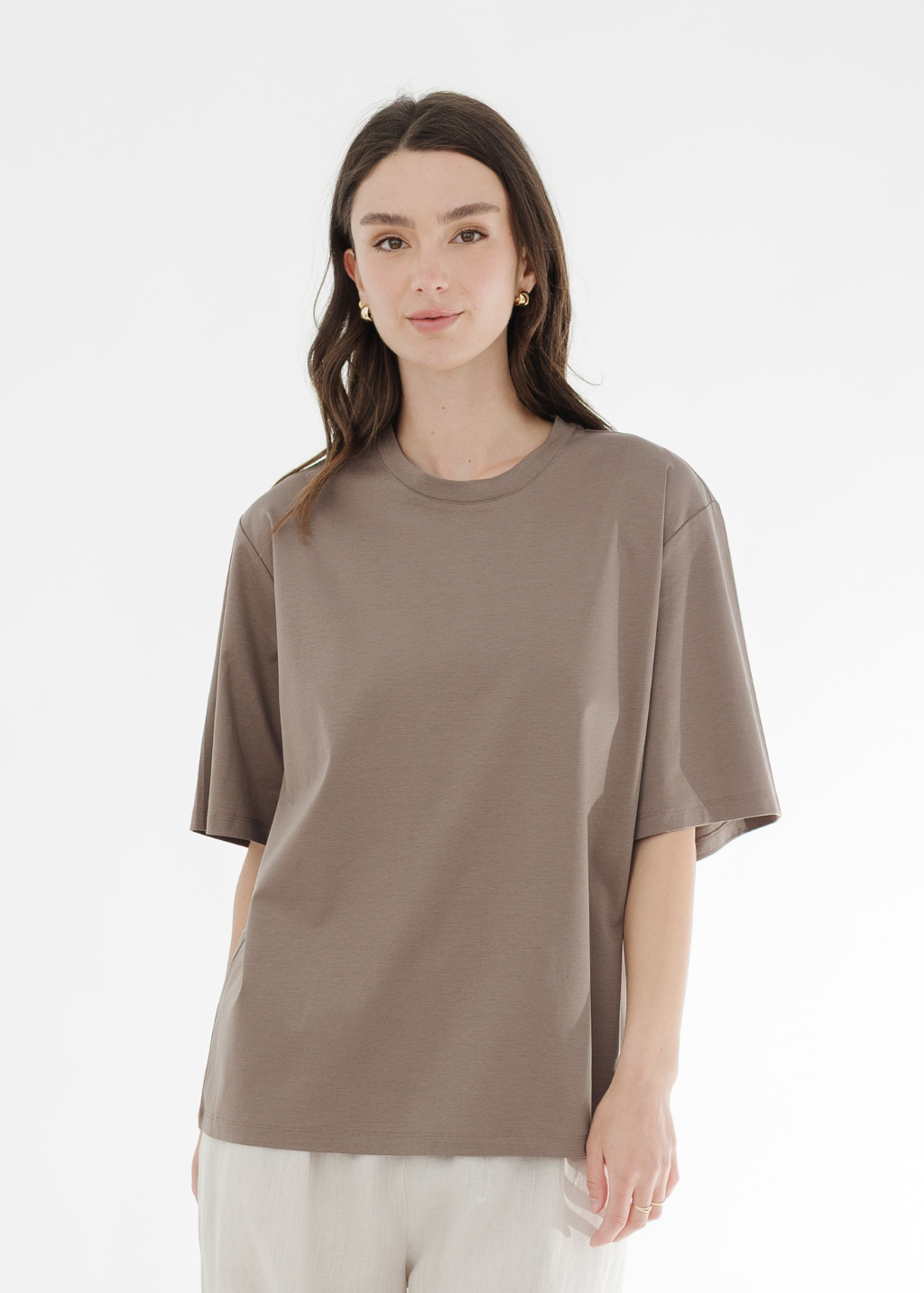 Rohe Oversized Cotton Silk T-Shirt in Taupe | Shop Tula