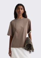 Rohe Oversized Cotton Silk T-Shirt in Taupe | Shop Tula